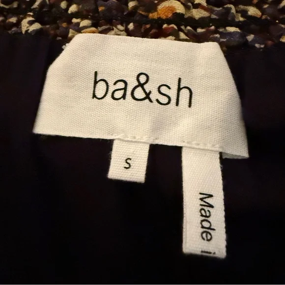 BA&SH Black Gold Silver Metallic Thread Shiny Skirt Midi Holiday Party size S - Picture 5 of 7